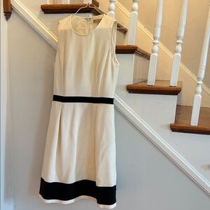 Michael Kors Elegant Cream and Black Midi Dress
